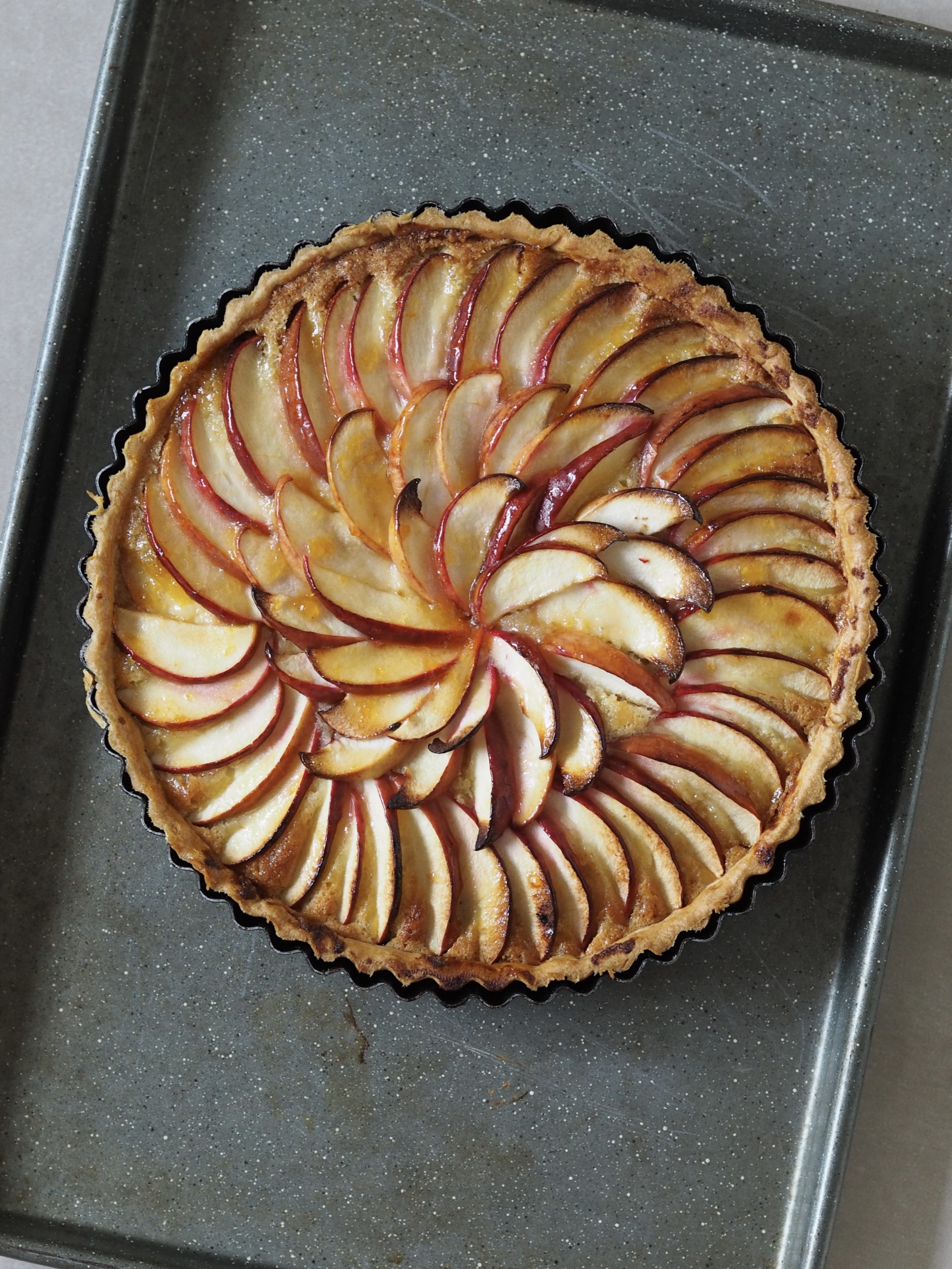 Baked Mincemeat and Frangipane Tart fresh from the oven