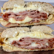 breakfast bagels sandwiches crosssection.