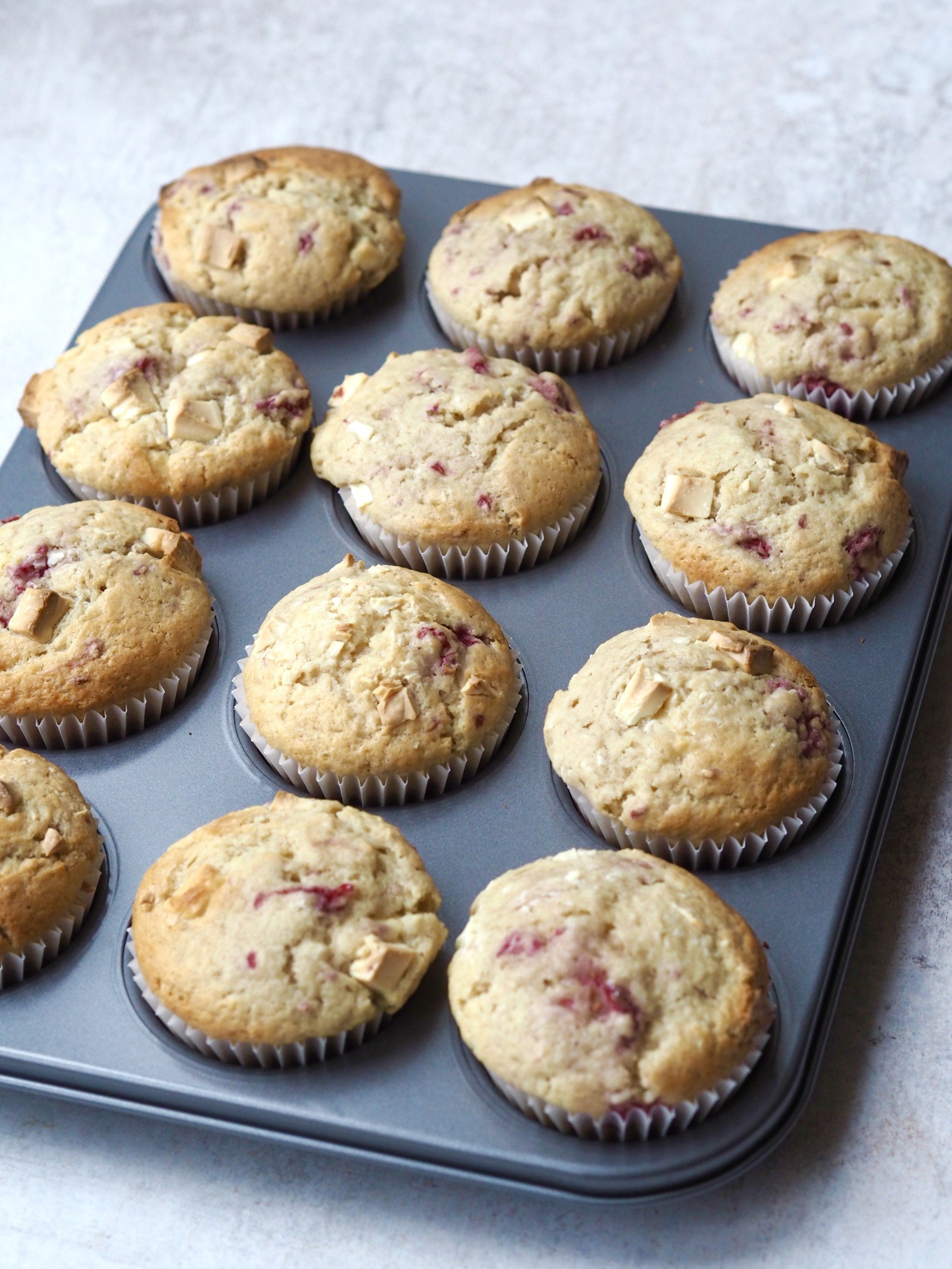 Baked muffins in a pan