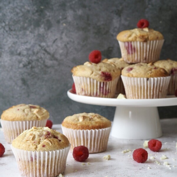 Serving Raspberry White Chocolate Muffins