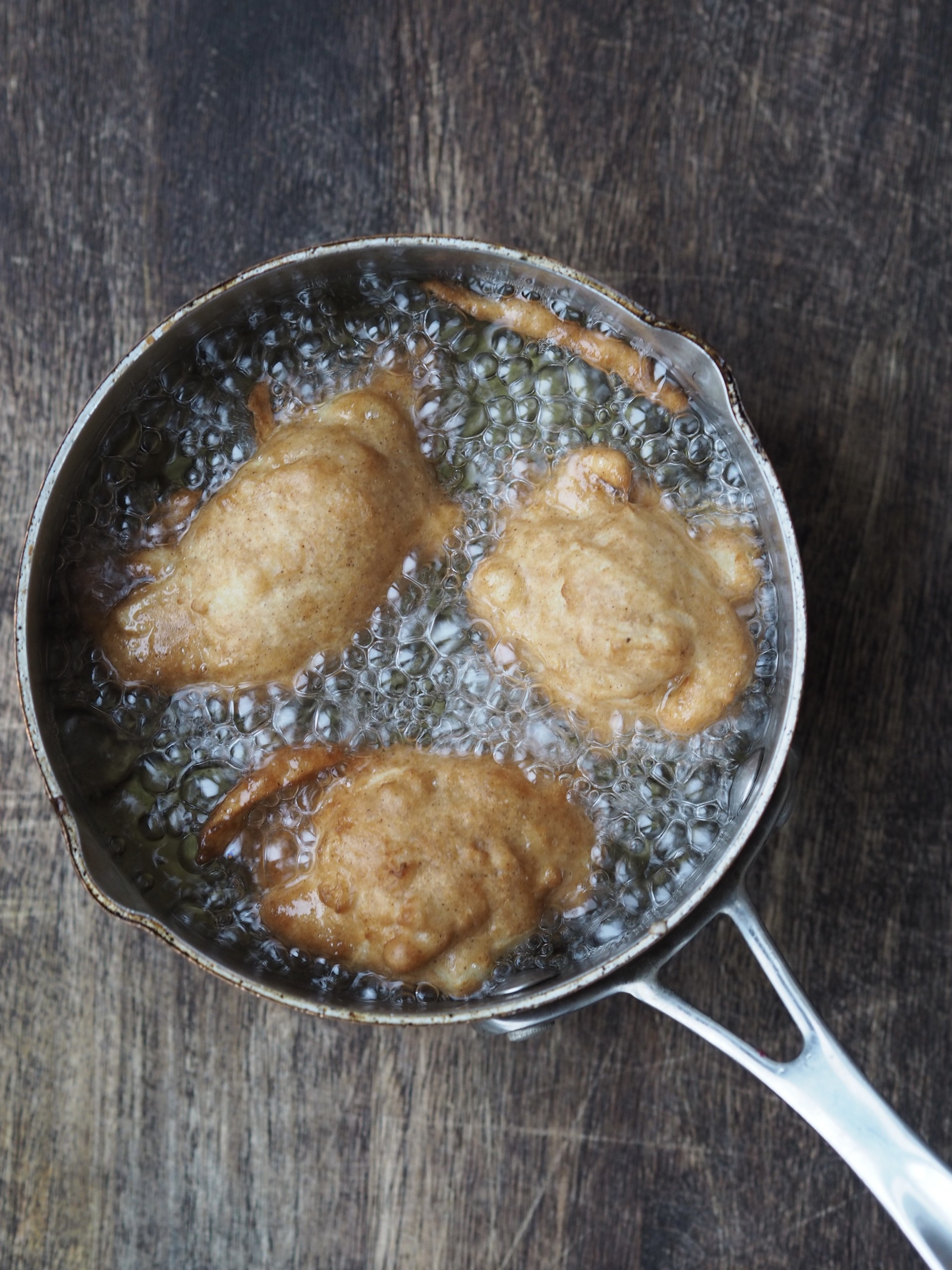 Frying the Apple Sauce Fritters