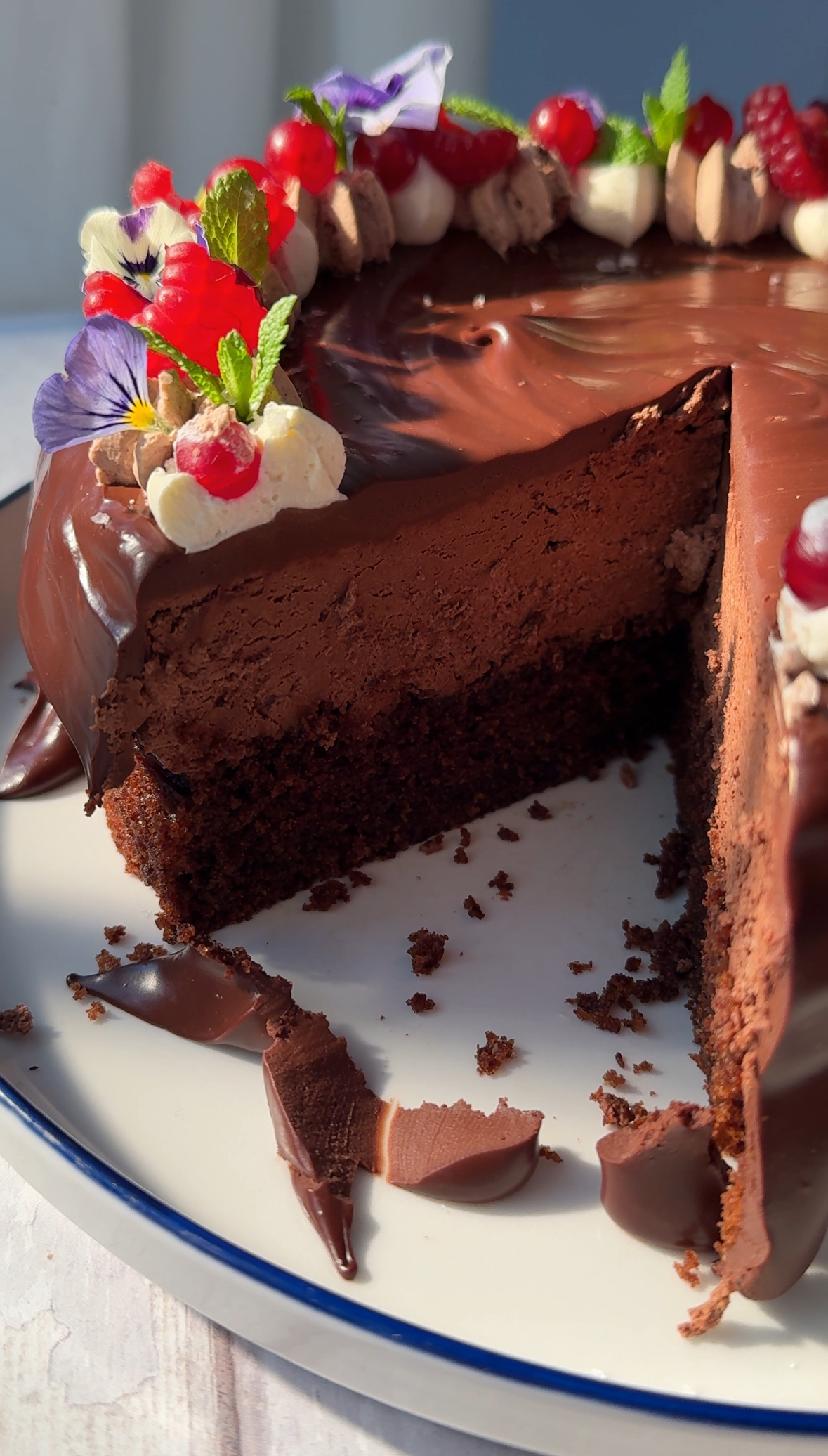 chocolate cake with chocolate mousse