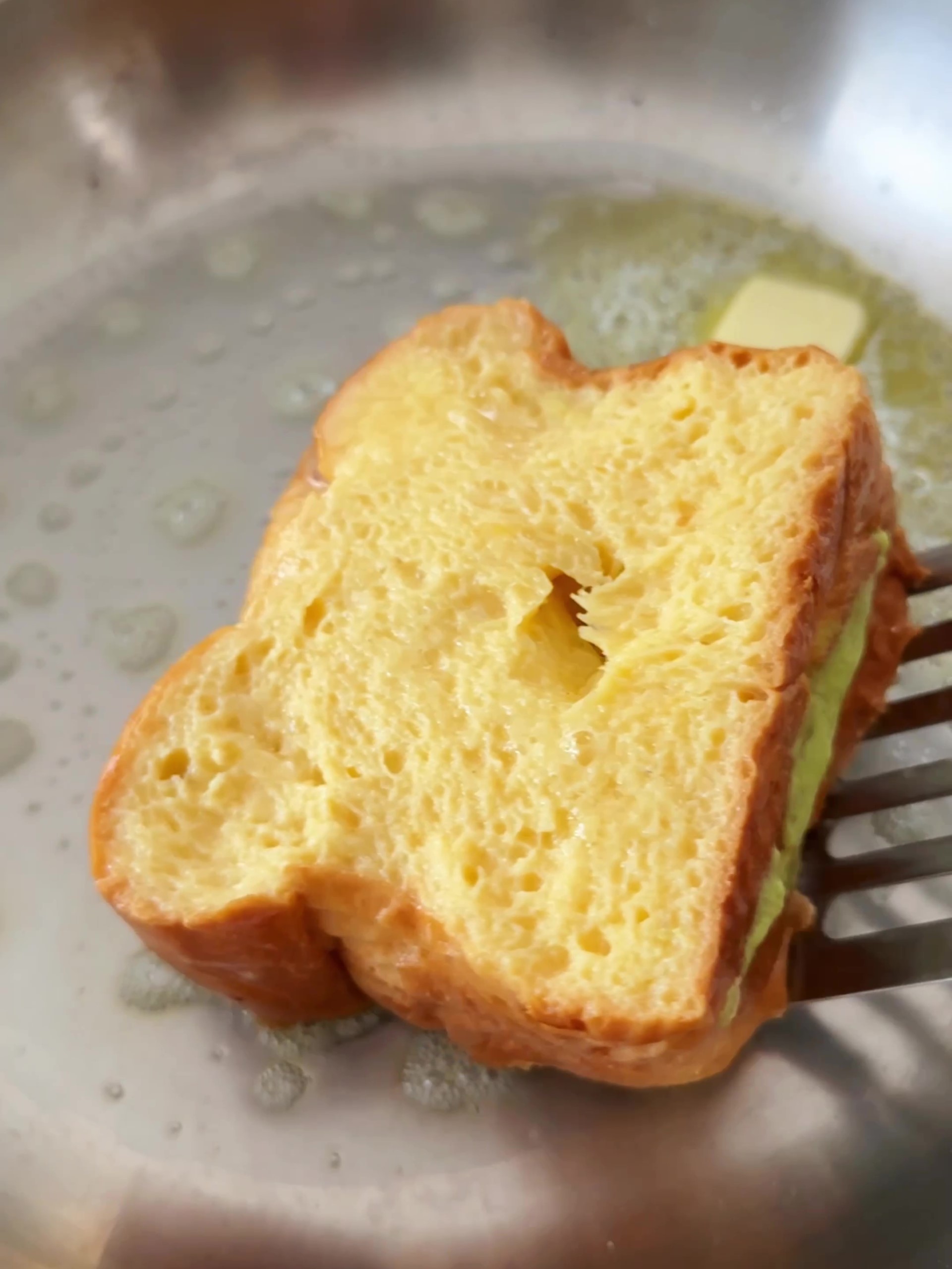 Frying the Brioche in a pan