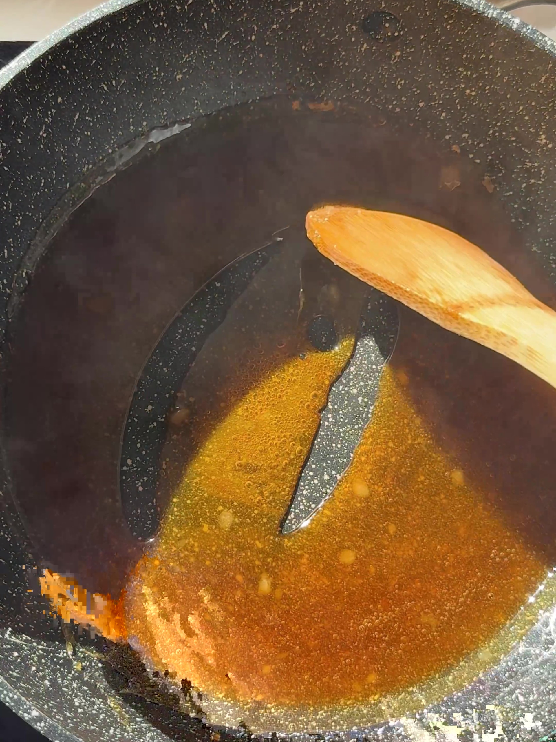 Melted butter and sugar in a pan