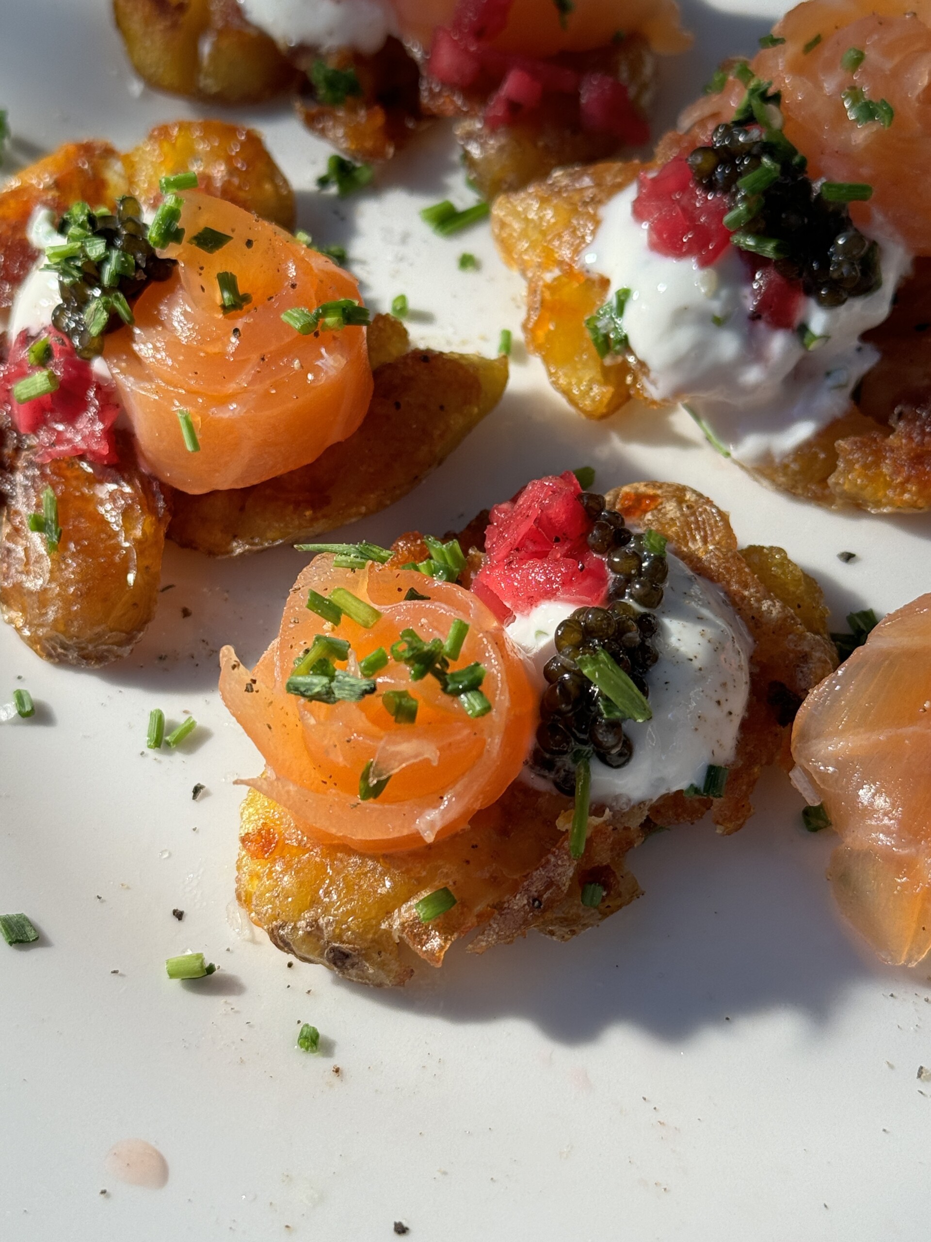 Smashed Potatoes with Crème Fraîche