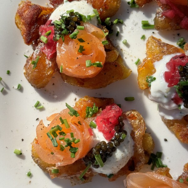 Smashed Potatoes with Crème Fraîche.