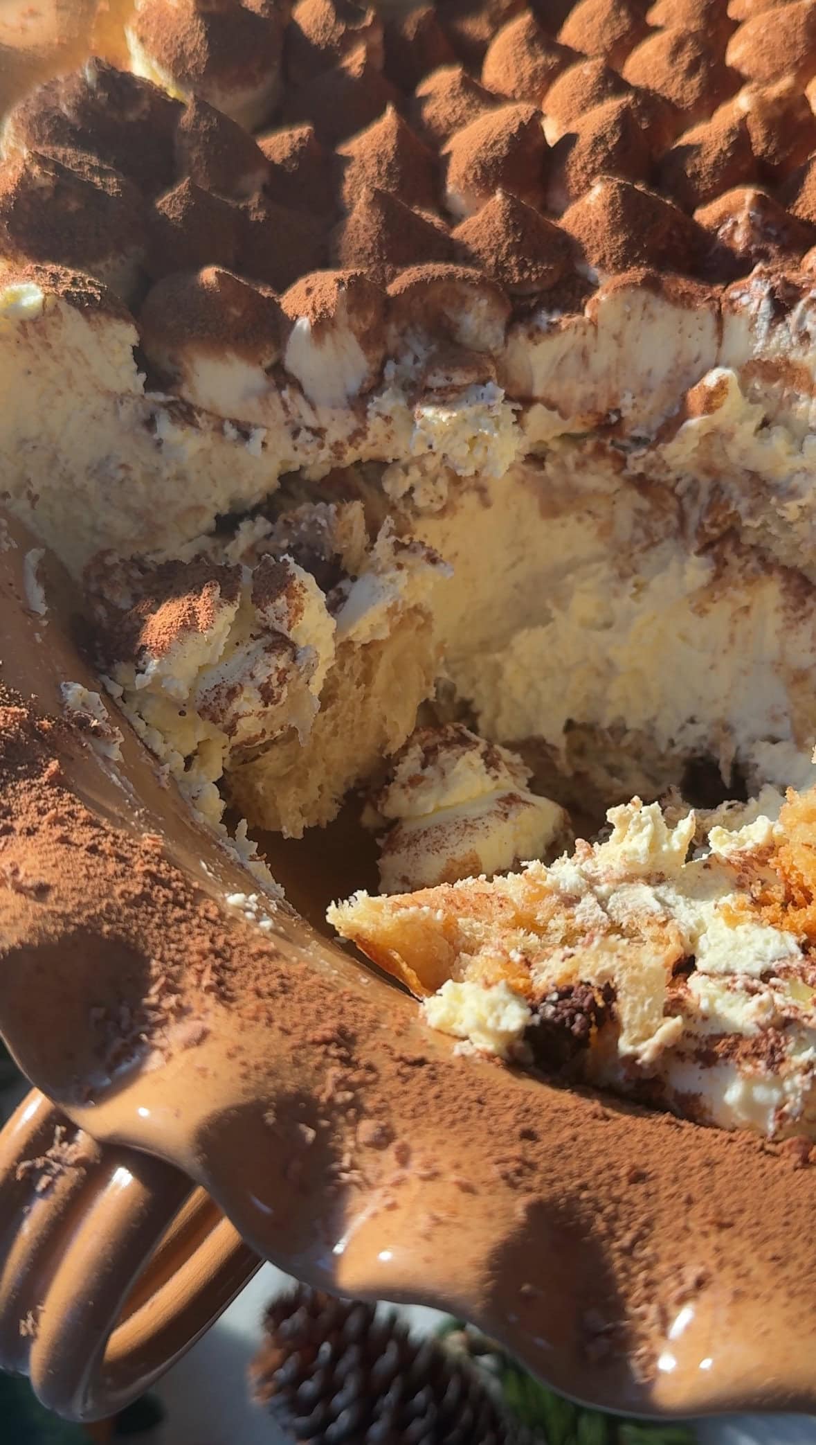 panettone tiramisu close up.