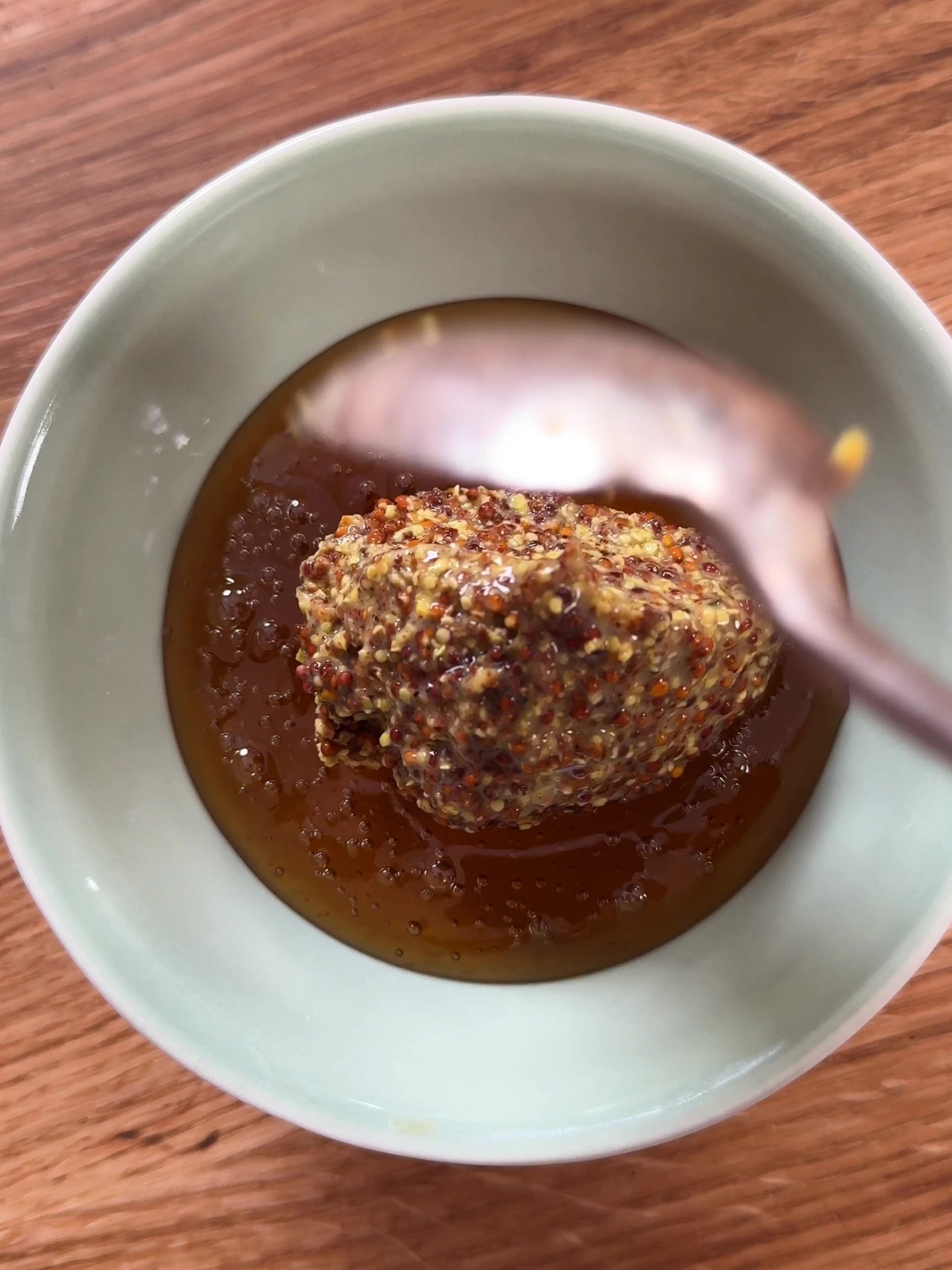 Mixing honey and mustard in a bowl