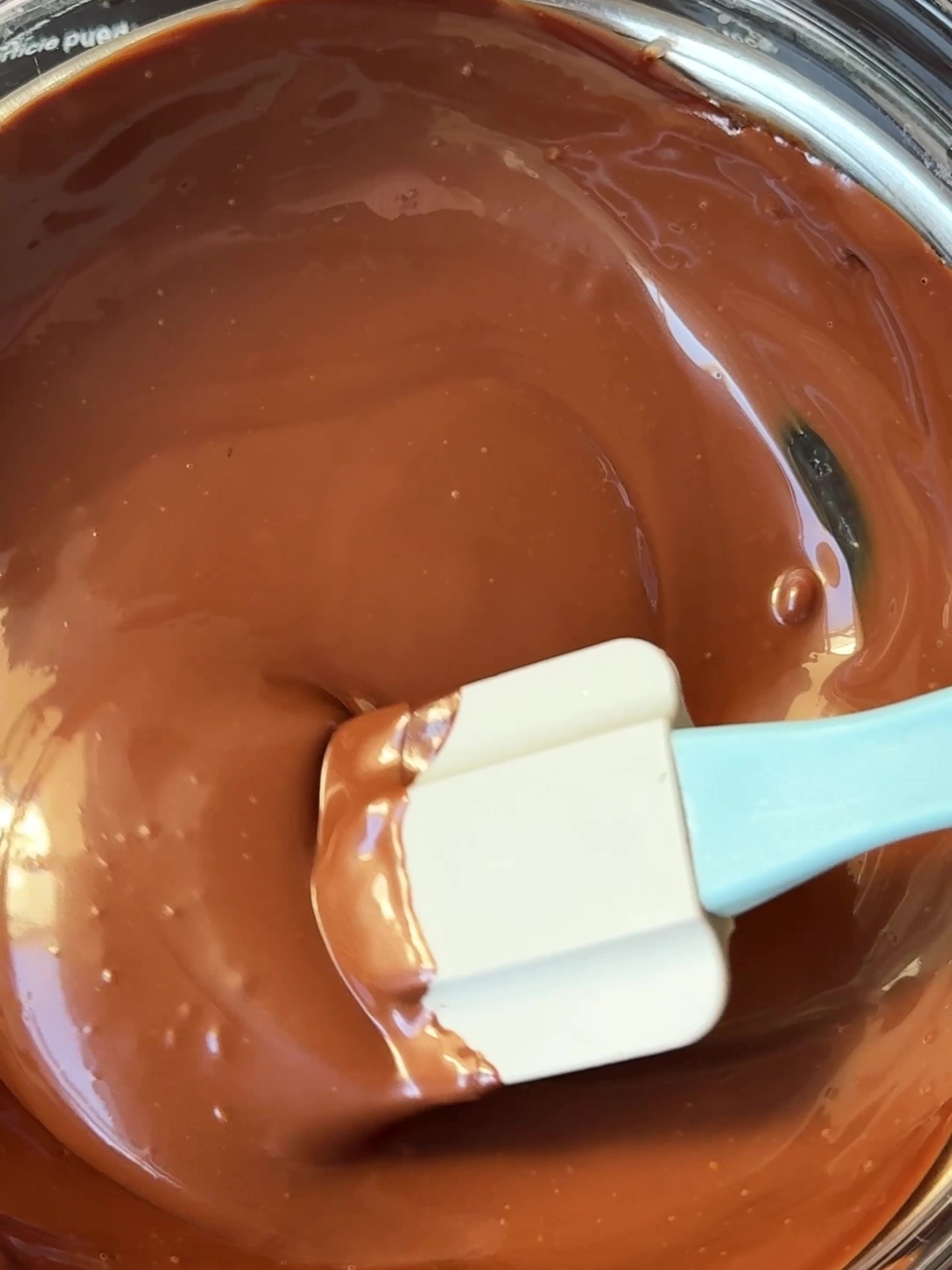 Mixing cream and chocolate