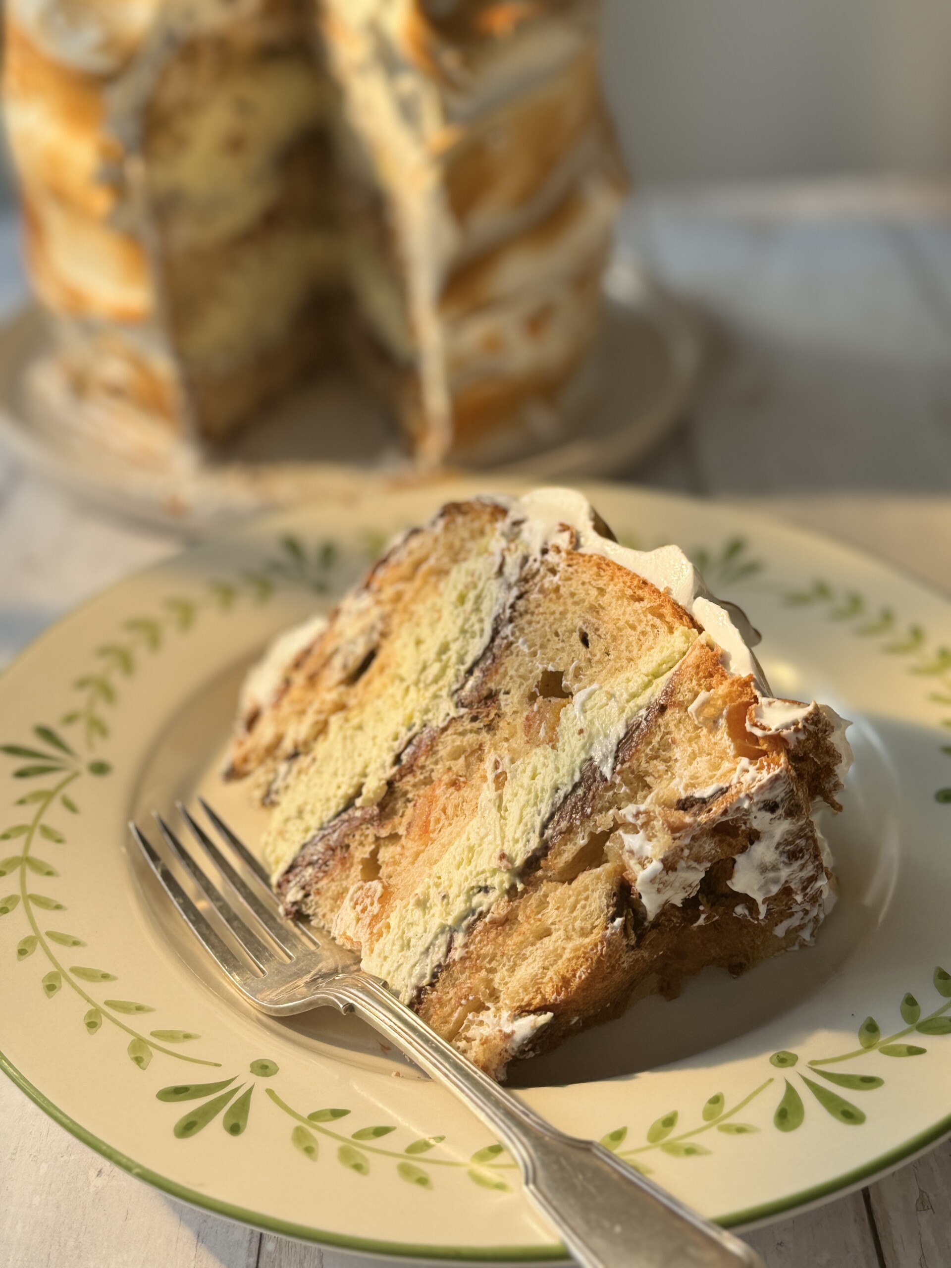 no bake tiramisu slice of cake on plate.