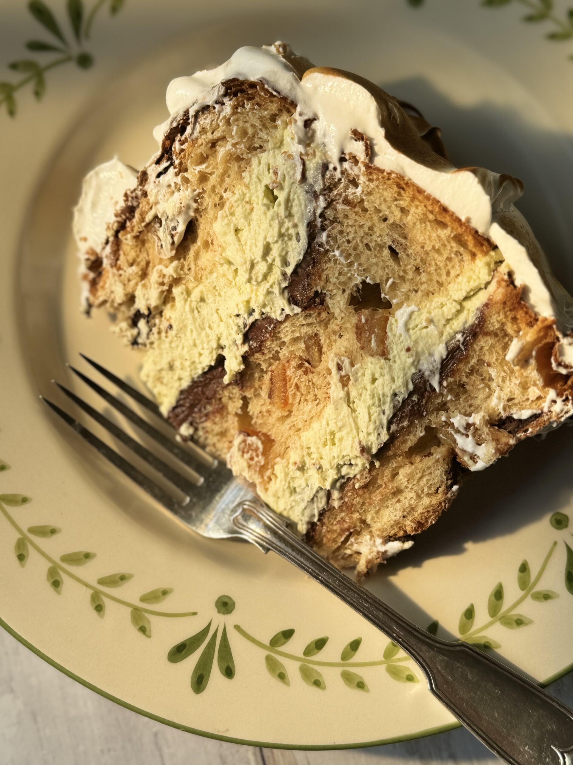 no bake tiramisu slice of cake on plate.