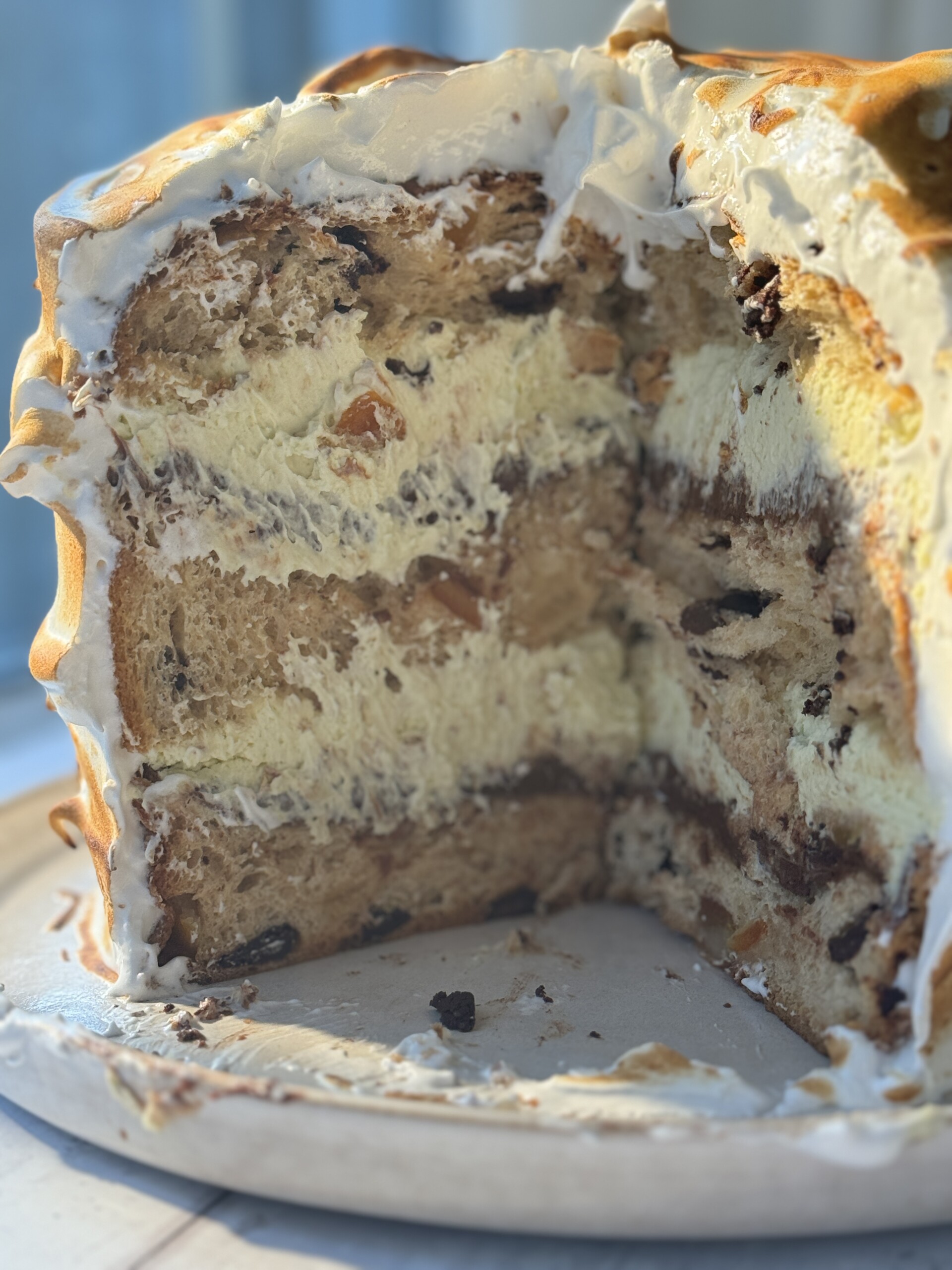 cross section of no bake tiramisu cake.