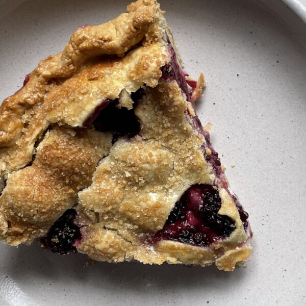 Blackberry Pie with Cream Cheese slice on plate