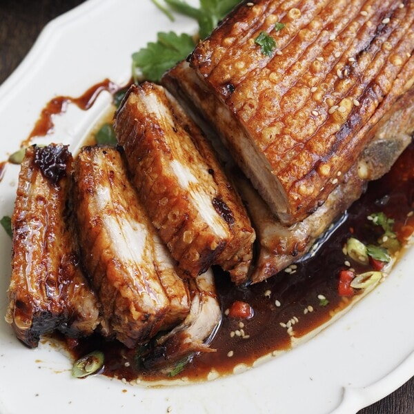 air fryer pork belly sliced.