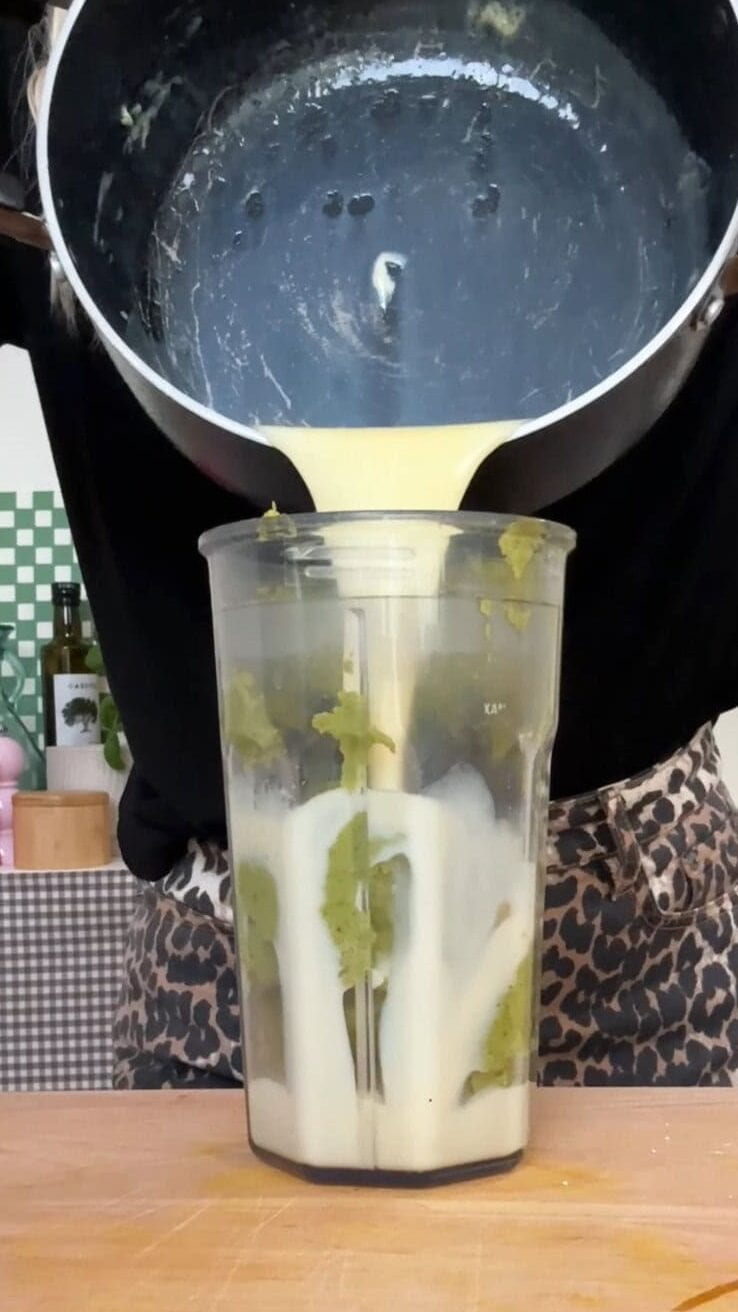 blending together pistachio cream