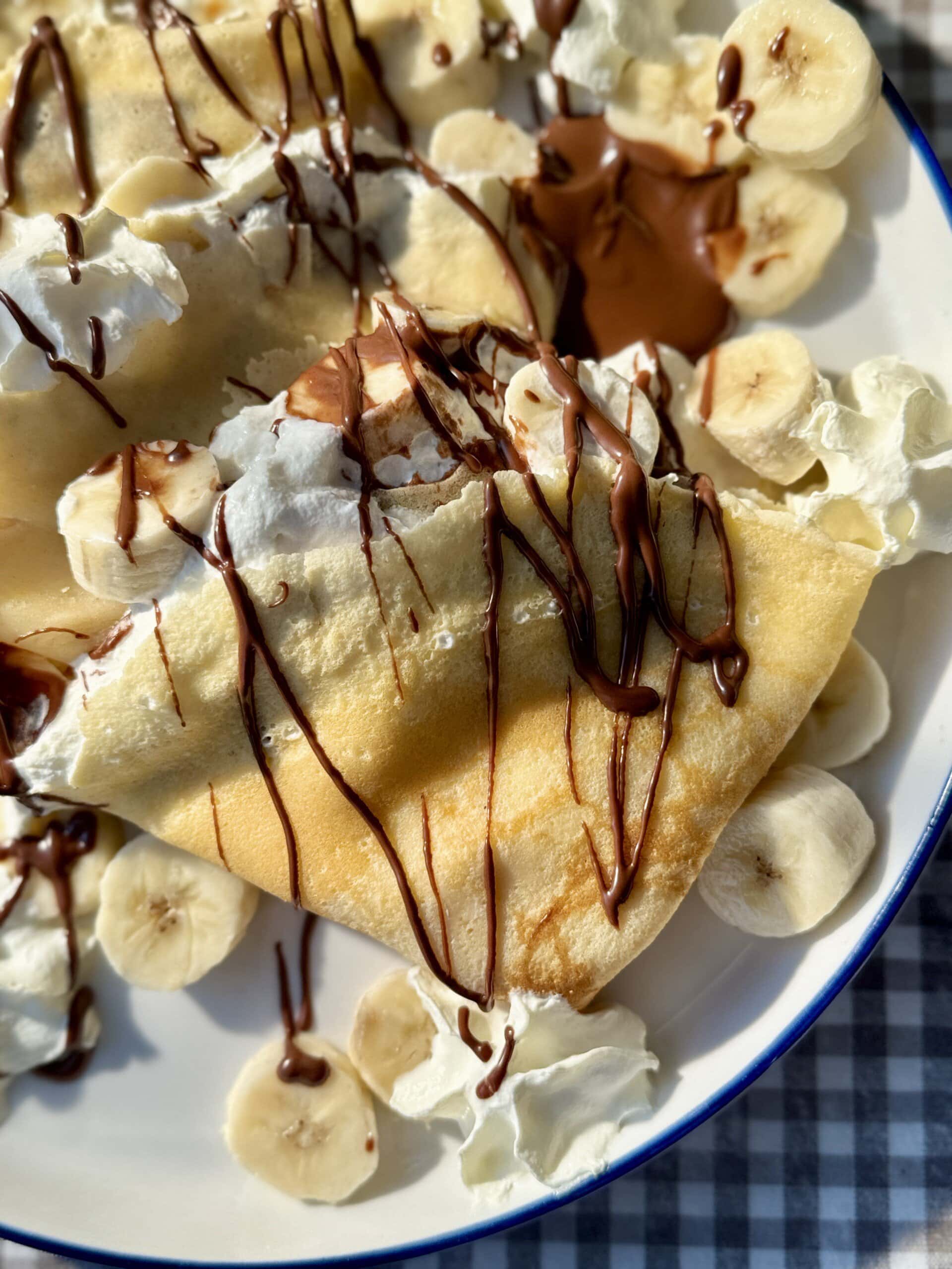 banana crepe folded into quarters.