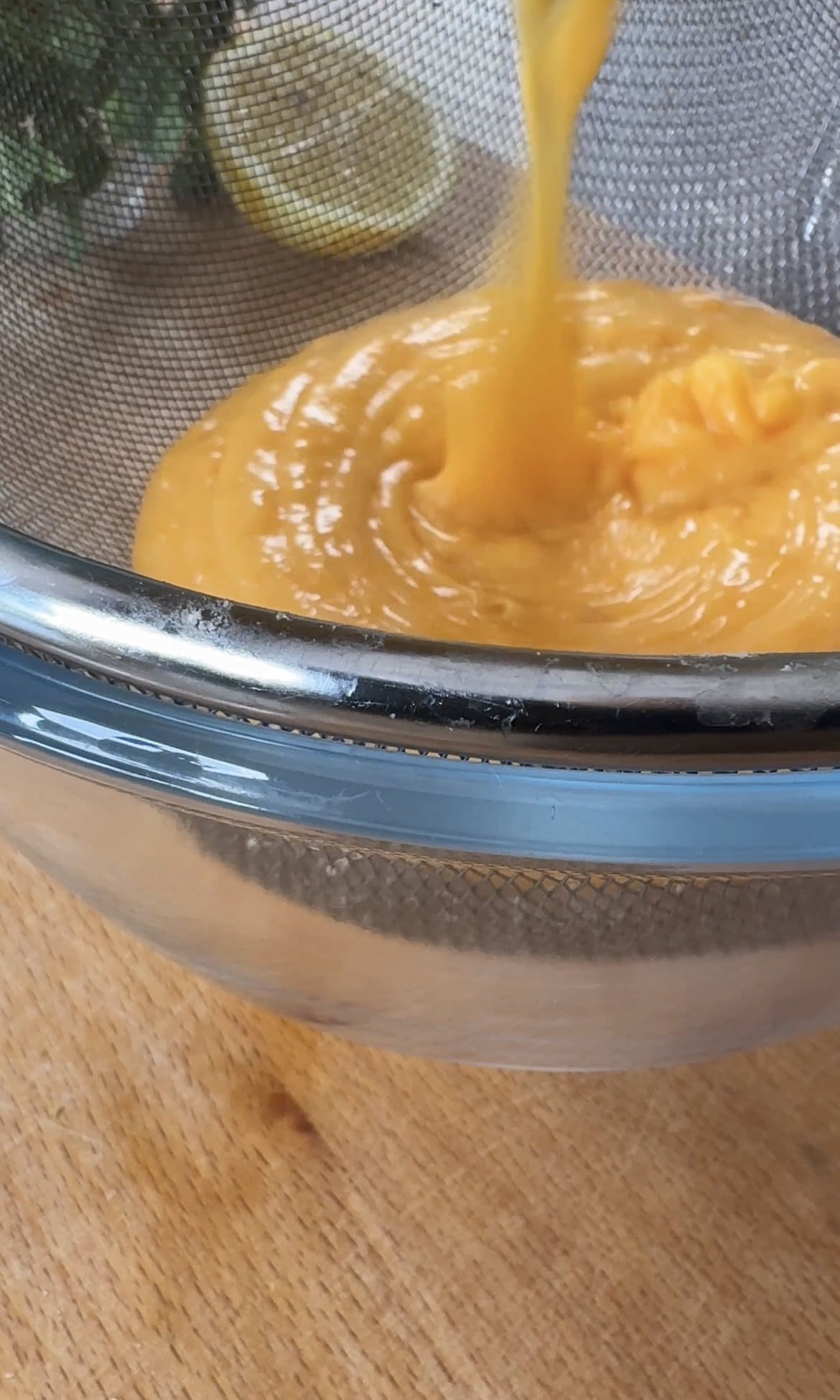 straining easy lemon curd.