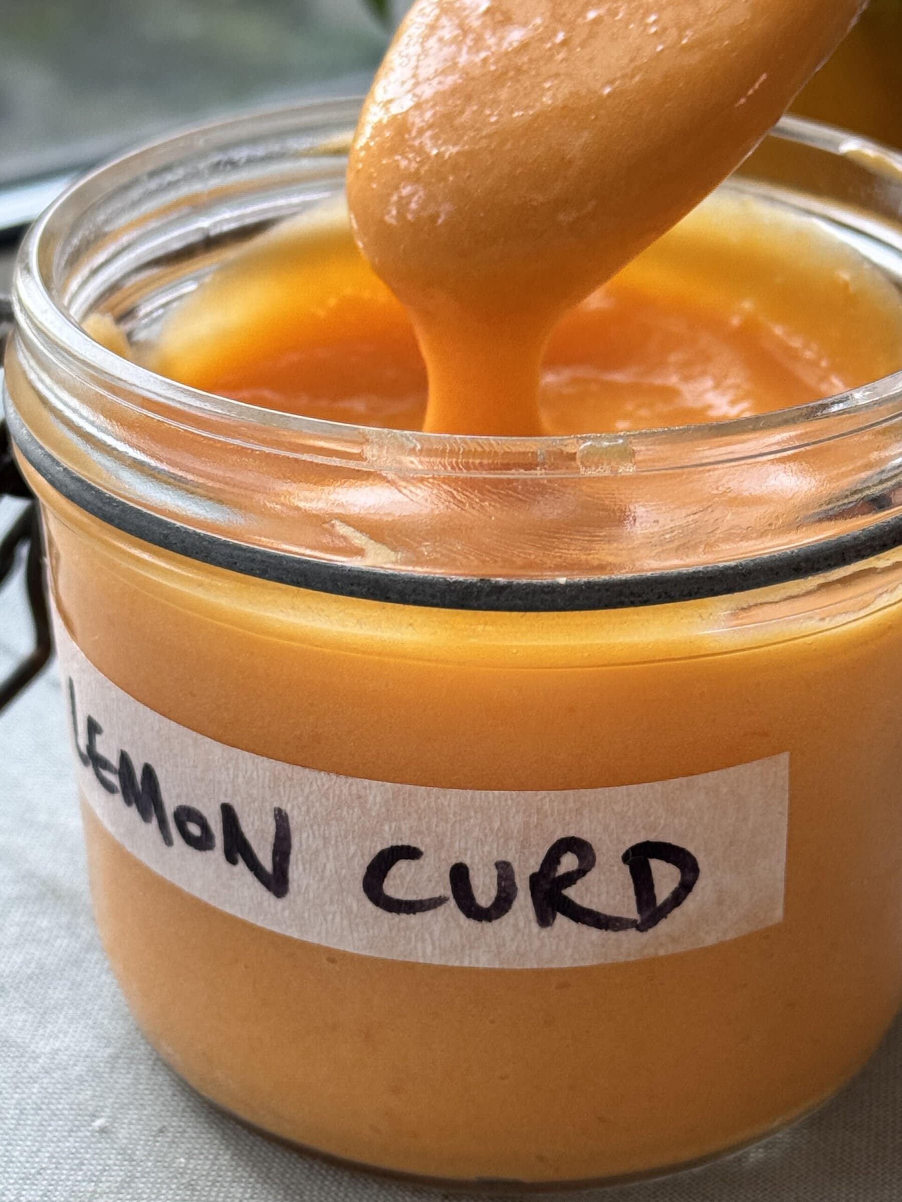 lemon curd in a jar.