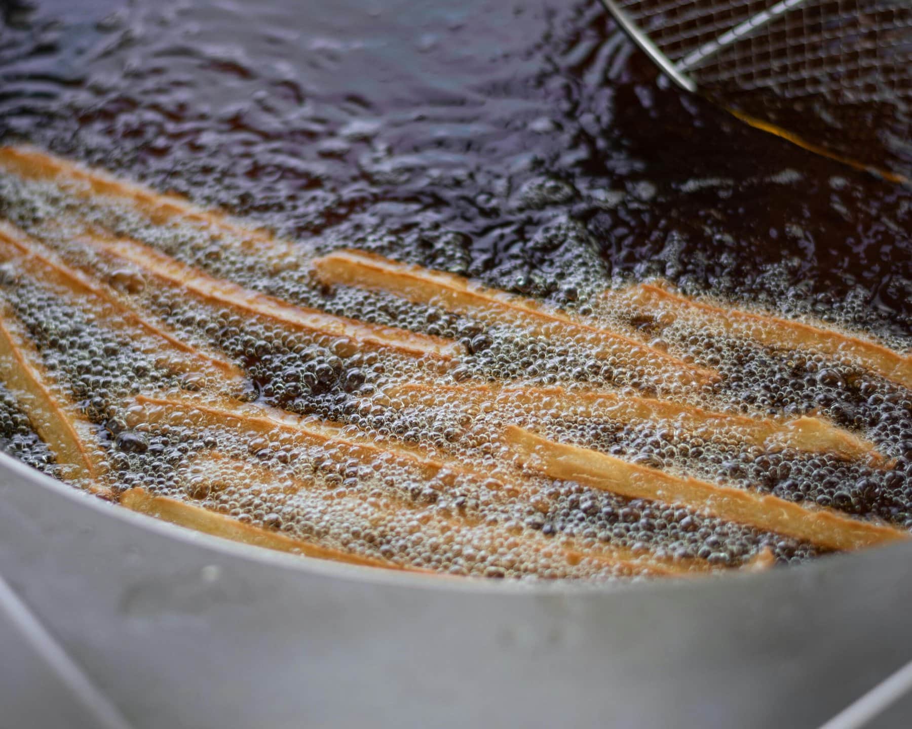 frying churros in cooking oil to safely dispose after.