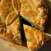 torta pasqualina with a slice removed.