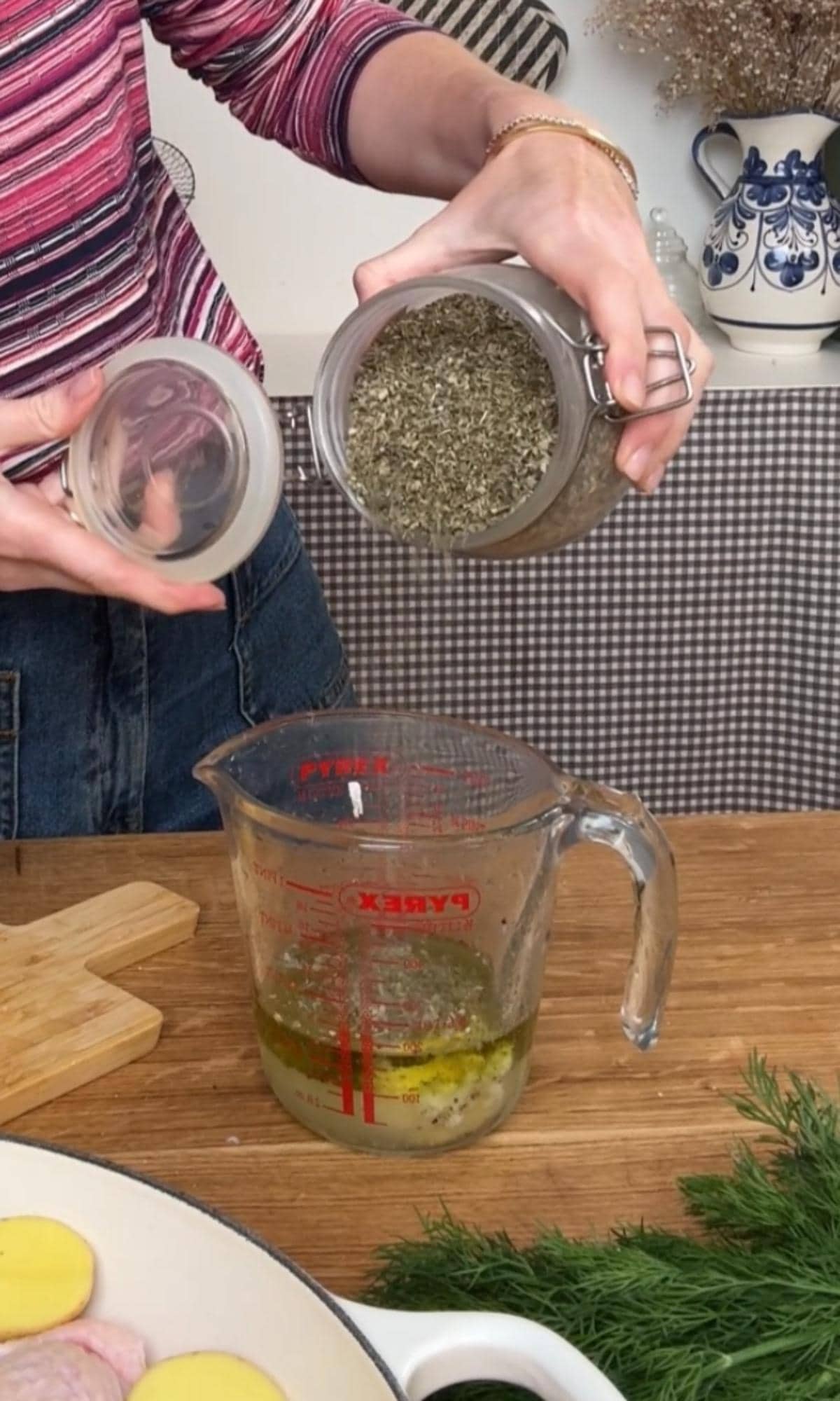 mixing the lemon sauce.