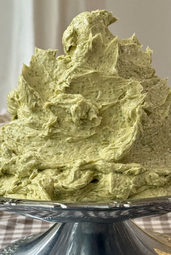 cafe de paris butter whipped on a platter.