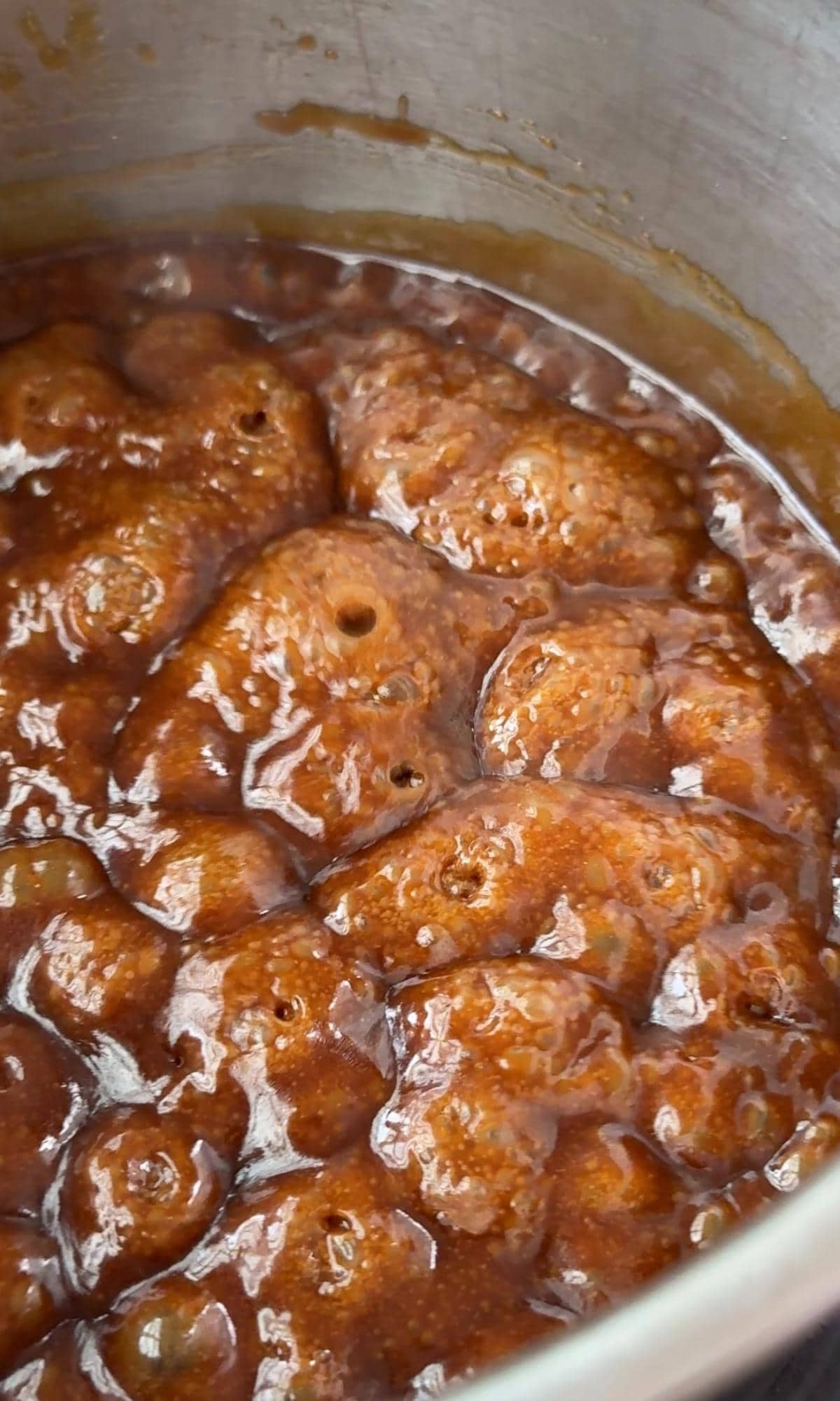 bubbling toffee to the crack stage.