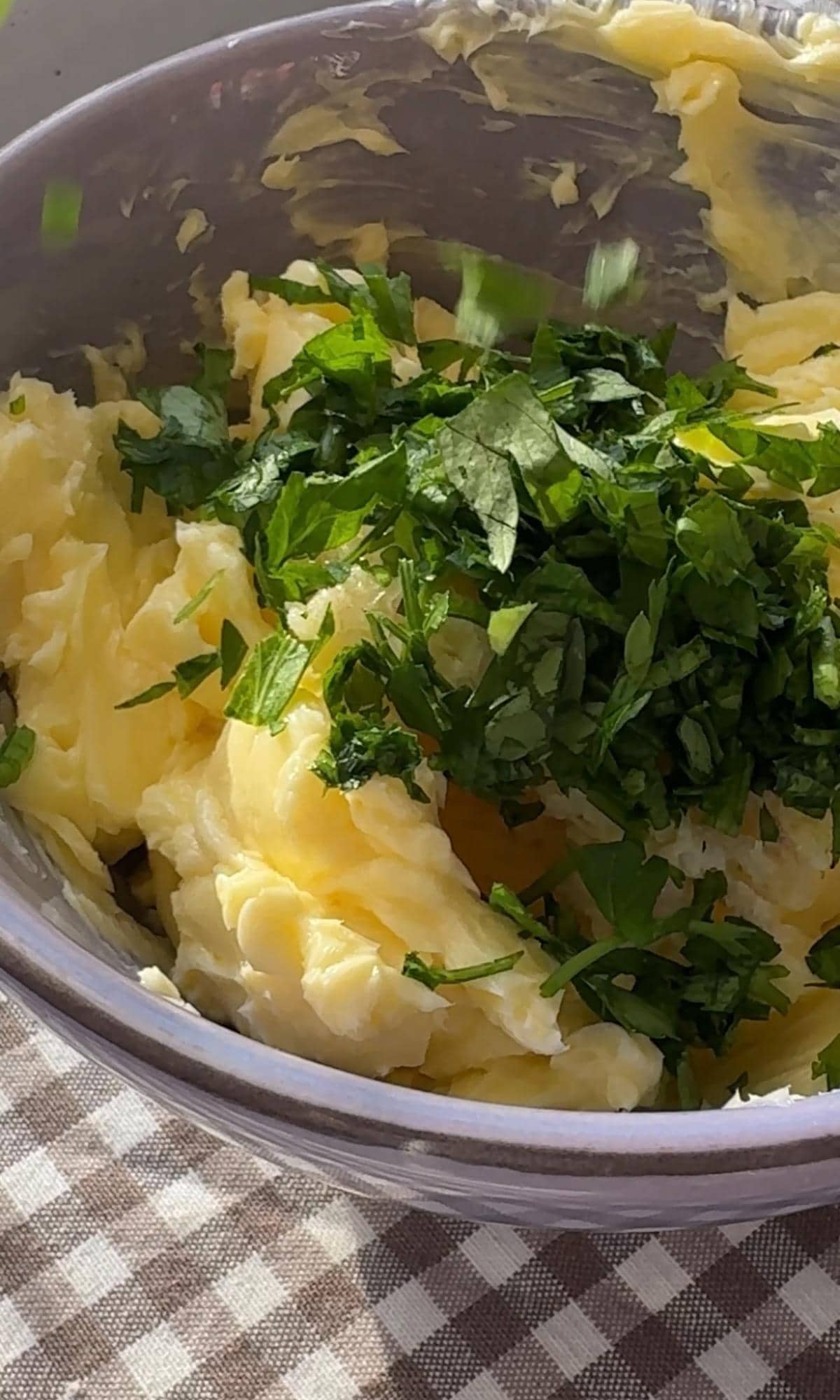 making garlic butter.