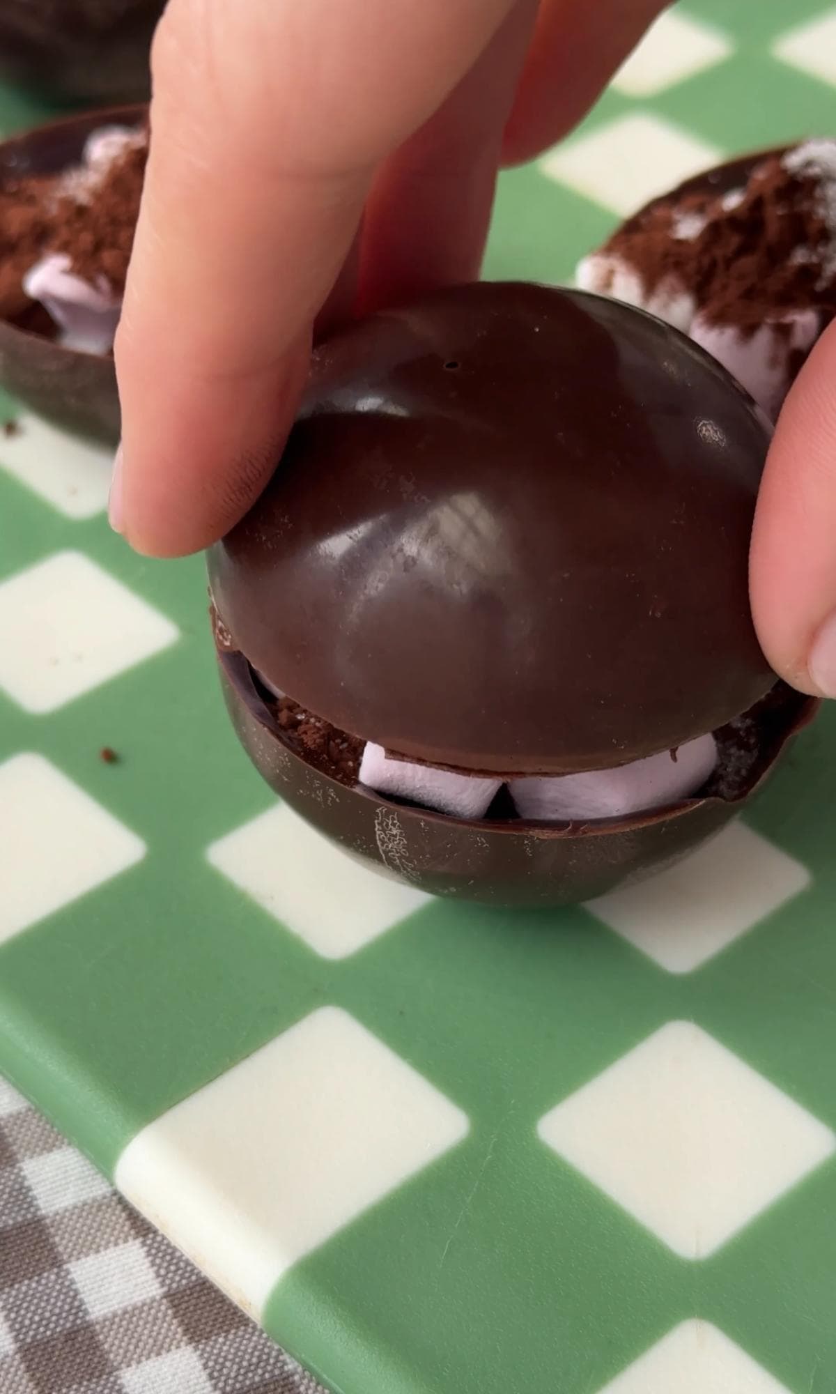 making hot chocolate bomb.