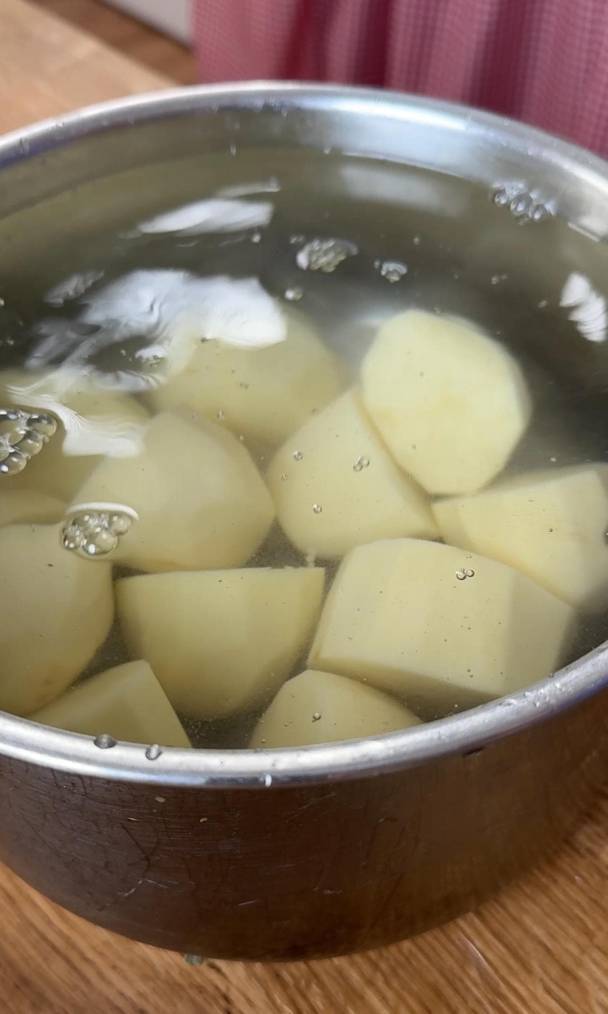 parboiling the white potatoes.