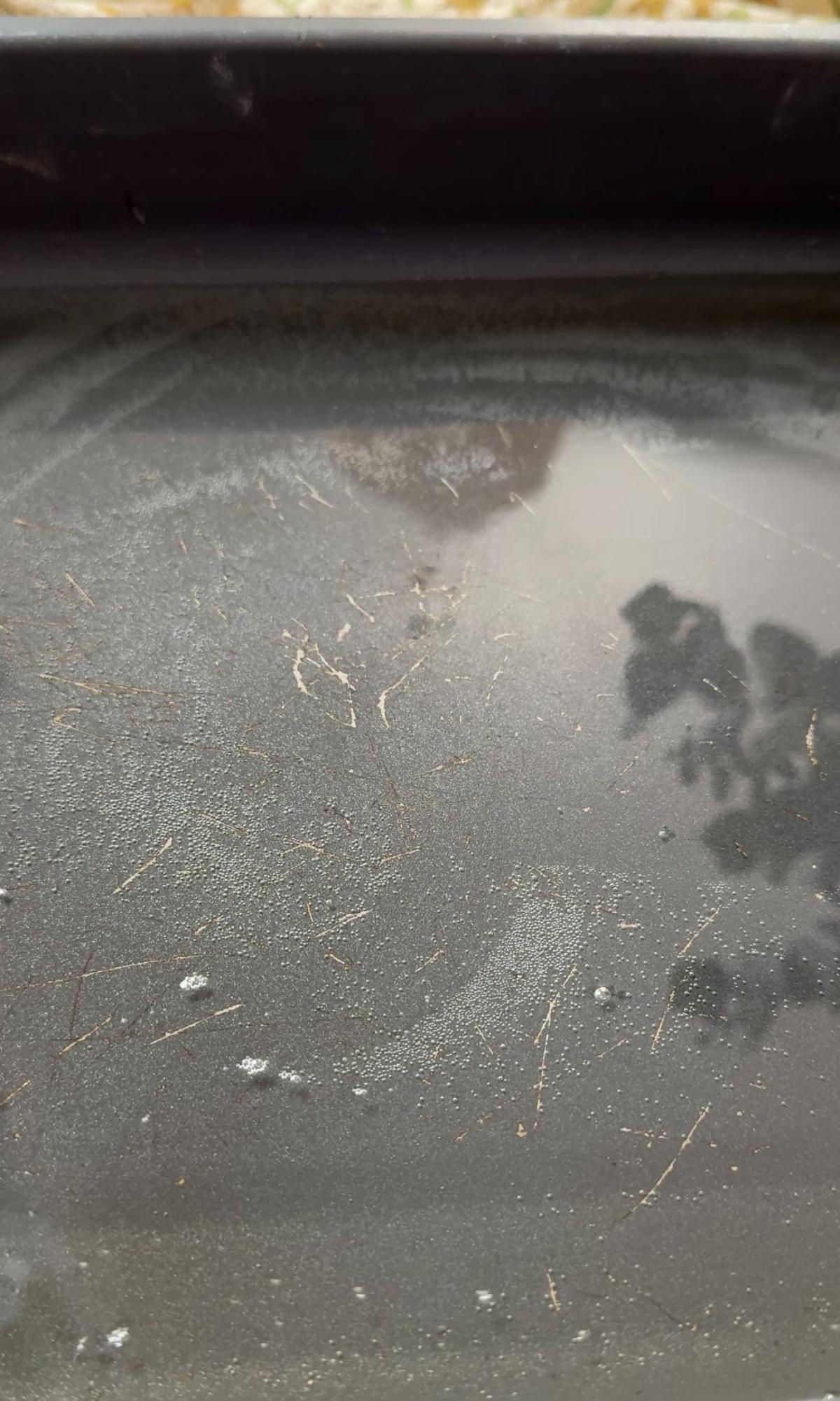 hot oil in a tray for potatoes.