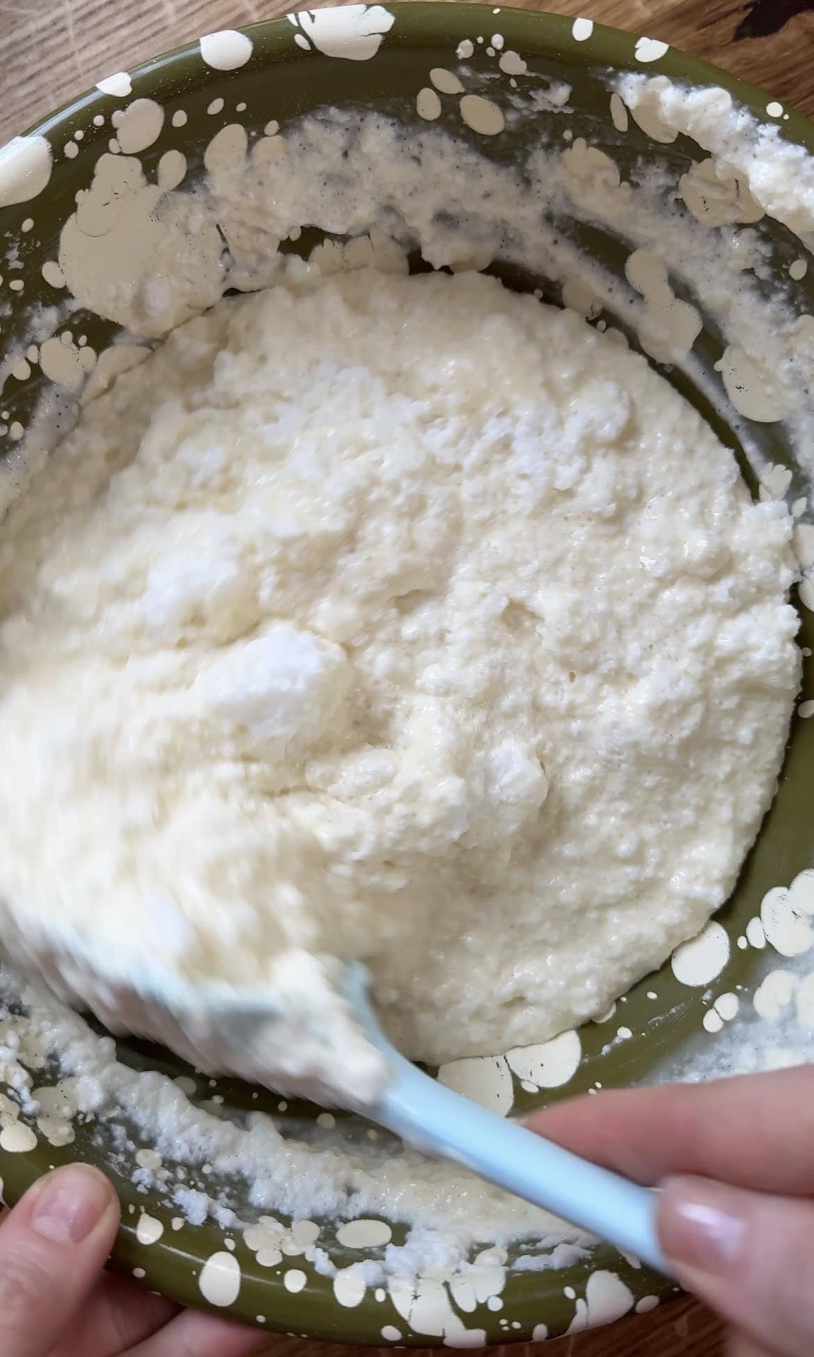 folding egg whites into the batter.