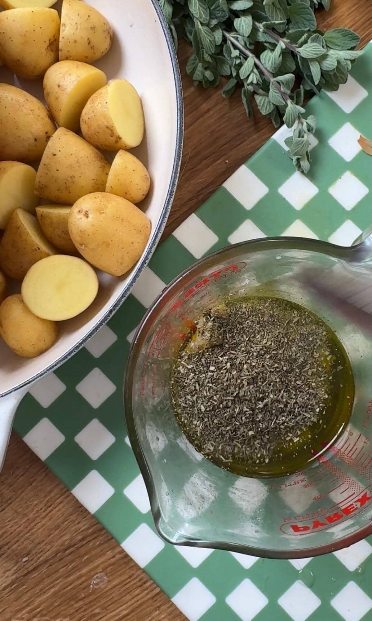 mixing the marinade.